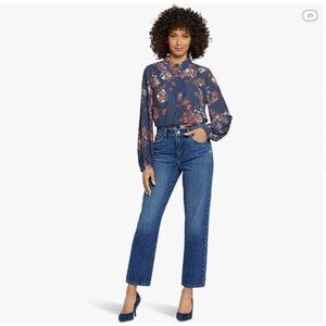 NYDJ Charlotte Relaxed Straight Wide Leg Cropped Jeans Size 8 Waist 30 US 10